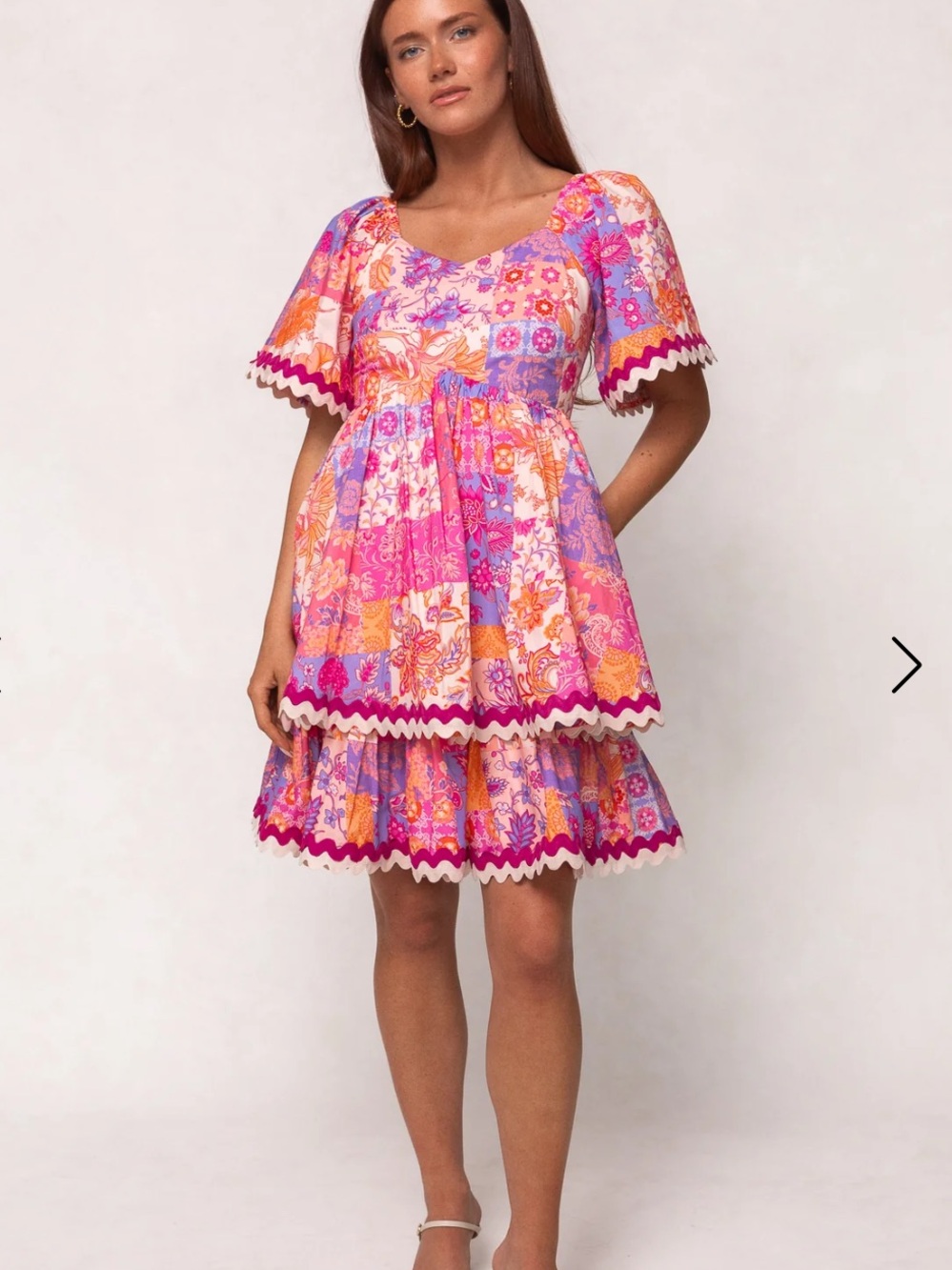 Ivy City Co Pink & Purple Floral Patchwork Dress